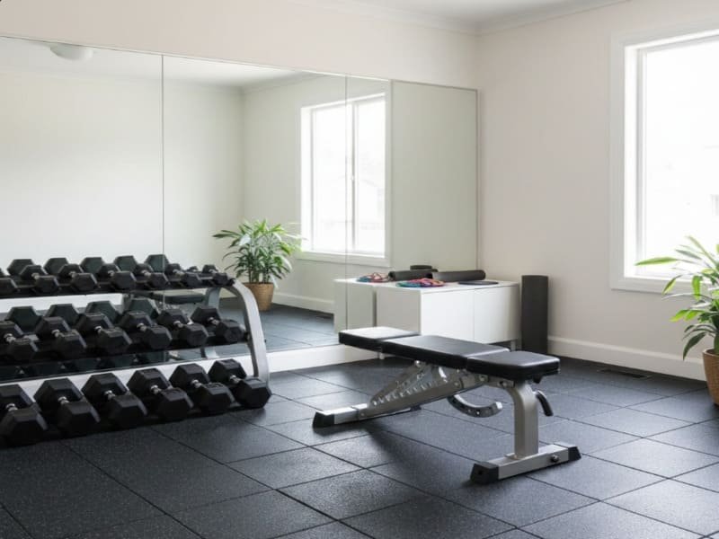 Muster verschiedener umweltfreundlicher Bodenbeläge für Fitnessstudios